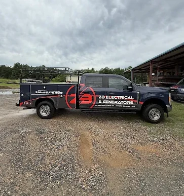 Service truck fleet graphics for an electrical company